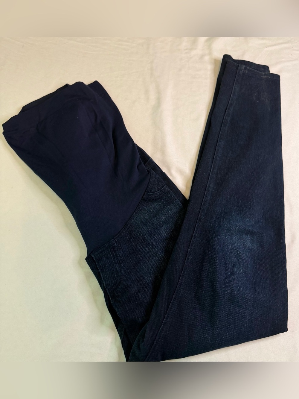 SPANX Maternity Jeans Size Large Dark Wash Skinny Jeggings Full Belly Panel